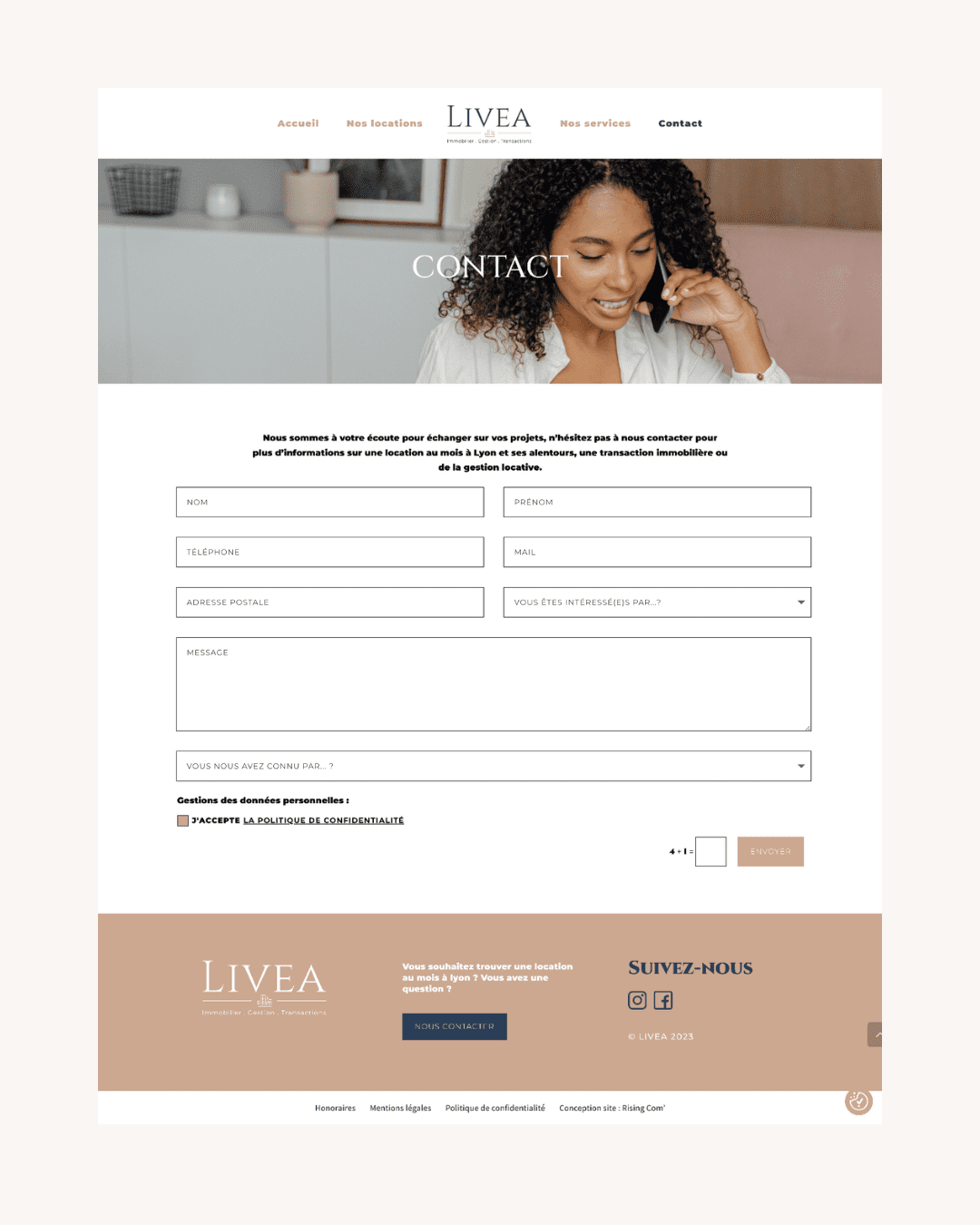 Création de Site Internet à Lyon par Rising Com' pour Livea