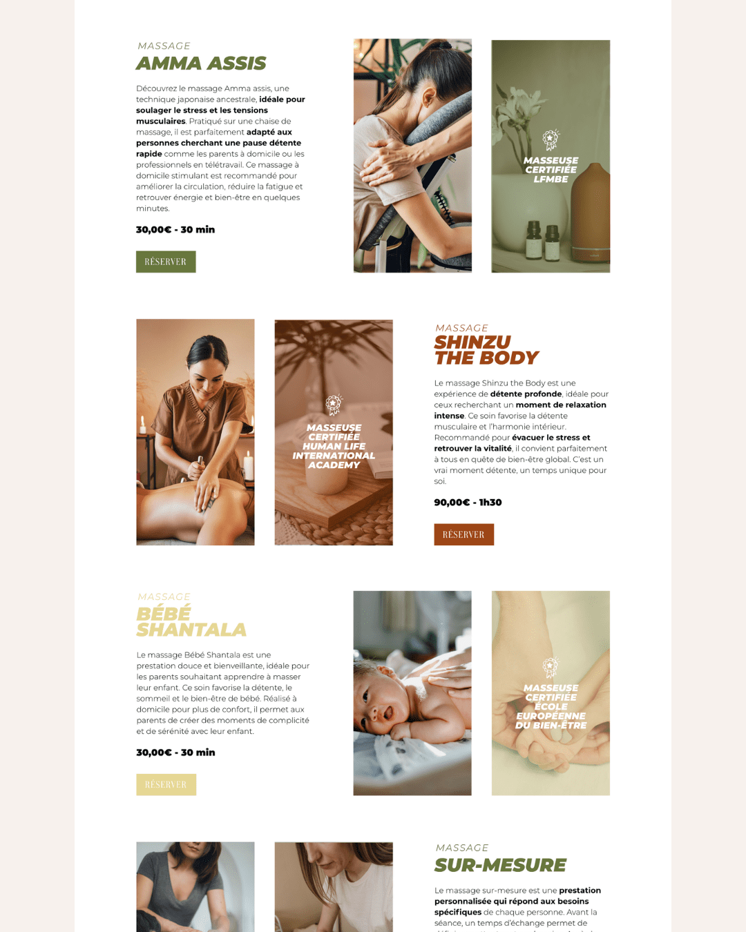 Création de site internet et identité visuelle pour les professionnels du bien-être (naturopathie, massages, soins du corps, soins énergétiques, grossesse...).