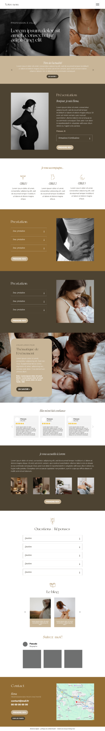 Template de site internet one page pour activité de service
