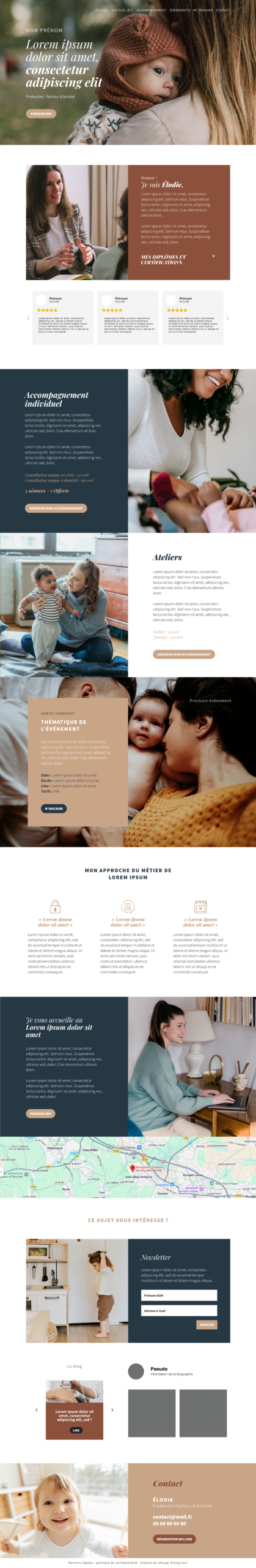 Template de site internet one page pour activité de service